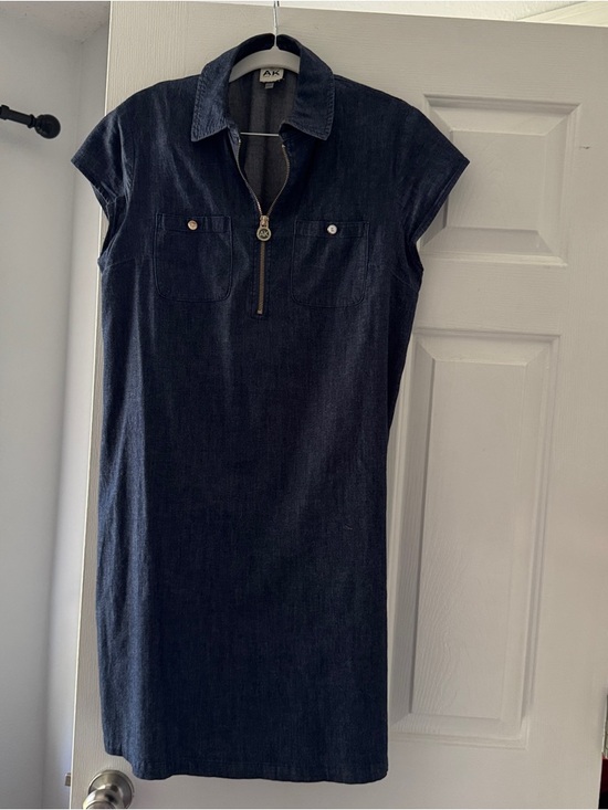 Anne Klein Dresses & Skirts - Anne Klein Dark Blue Denim Zip-Front Mini Dress